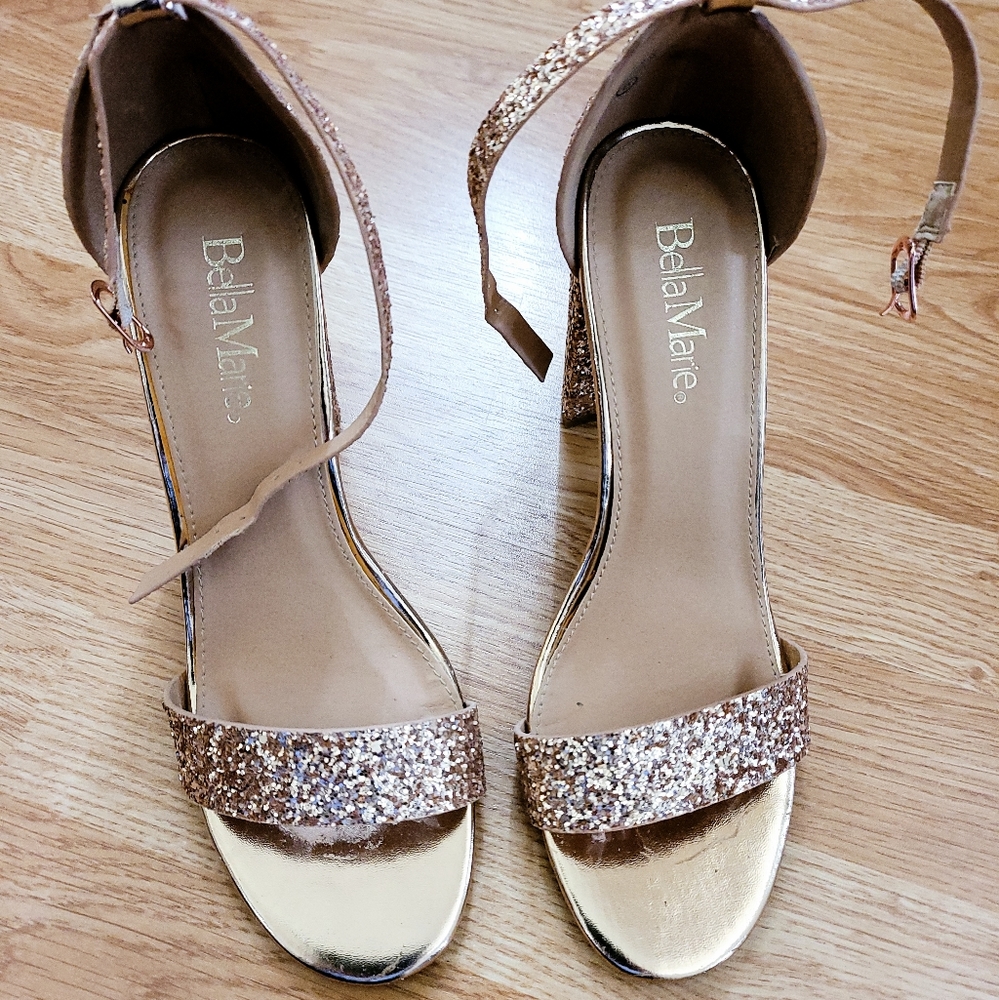 Rose gold, champagne heels